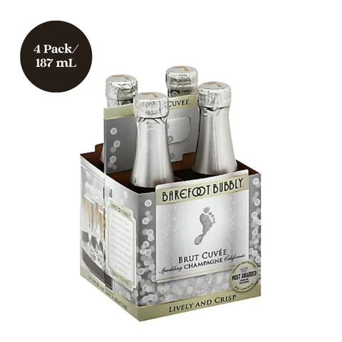 Barefoot Bubbly Brut Cuvee Sparkling Wine 187mL 4pk Mini Bottles