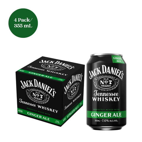 Jack Daniels Ginger Ale Whiskey 4pk 355mL cans