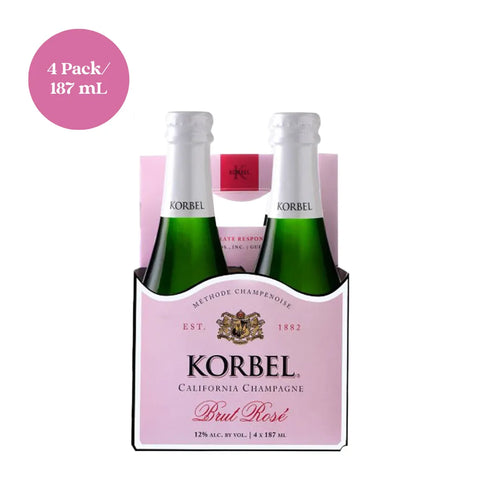 Korbel Brut Rosé Champagne 4pk 187mL Mini Bottles
