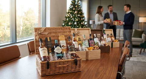 Spirits gift baskets for corporate holiday gifts