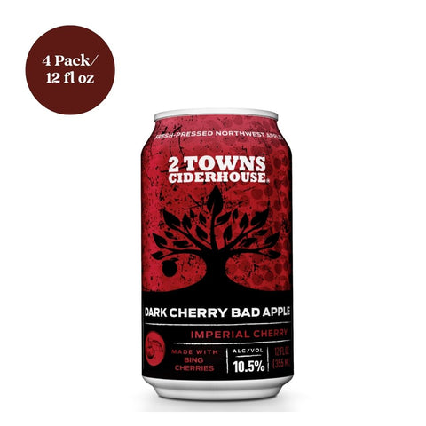 2 Towns Dark Cherry Bad Apple Cider 4pk 12 fl oz Can