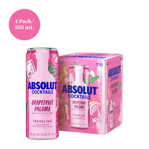 Absolut Grapefruit Paloma Vodka Sparkling RTD Cocktail 4pk 355mL Cans
