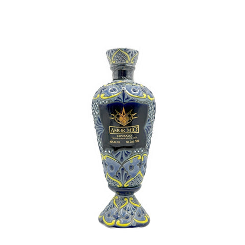 Amor Mio Reposado Tequila Ceramica Blue Bottle 750mL