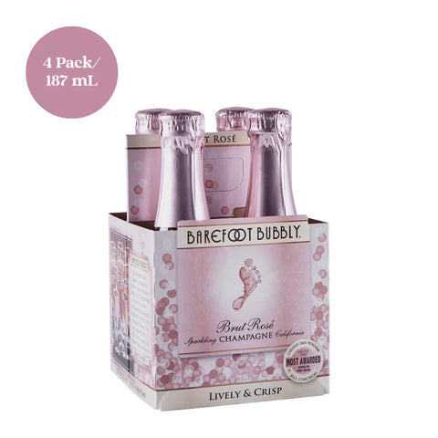 Barefoot Bubbly Brut Rosé Champagne 4pk 187mL Mini Bottles