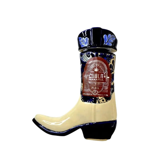 Chula Parranda Tequila Blanco Ceramic Boot (Blue) 750mL