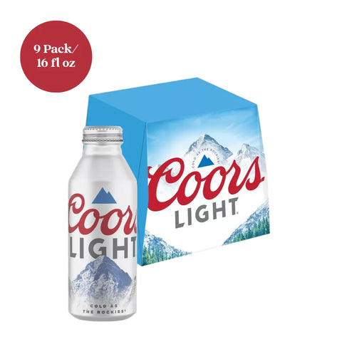 Coors Light Beer 9pk 16 fl oz bottles