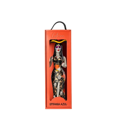 Epifania Azul Añejo Tequila Catrina (Black Dress, Orange Box) 750mL