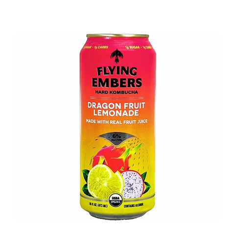 Flying Embers Dragonfruit Lemonade Hard Kombucha 16 fl oz