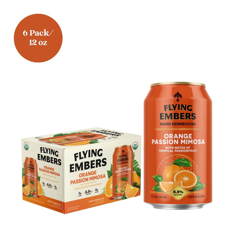 Flying Embers Orange Passion Mimosa Hard Kombucha 12 fl oz 6pk cans