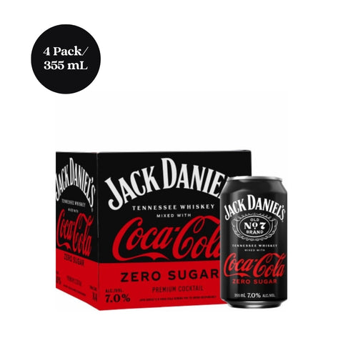 Jack Daniel's Coca Cola Zero Sugar 355mL 4pk cans