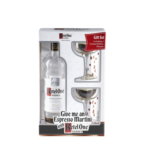 Ketel One Vodka 750mL & 2 Martini Glasses