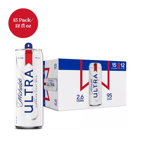 Michelob Ultra Superior Light Beer 15pk 12 fl oz Cans