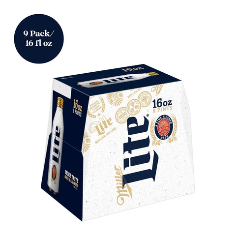 Miller Lite Beer Aluminum Bottle 9pk 16 fl oz