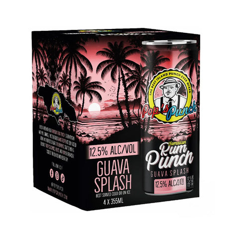 Pop's Punch Jamaican Rum Punch Guava Splash 4pk 355mL Cans