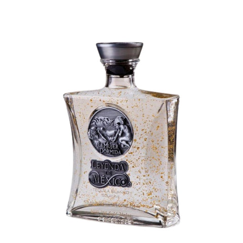 Tequila Leyenda De Mexico Blanco with Gold Flakes (Mujer Dormida) 750mL