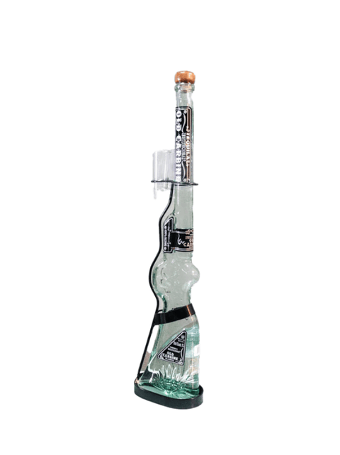 Tequila Institucional Old Carbine Blanco Glass Carbine Rifle w/2 Glasses 1L
