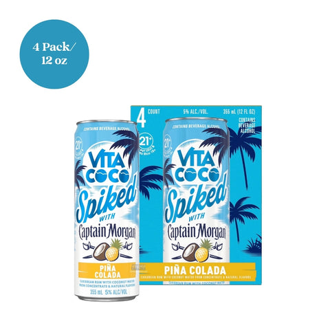 Vita Coco Spiked with Captain Morgan Piña Colada 12 fl oz 4pk Cans