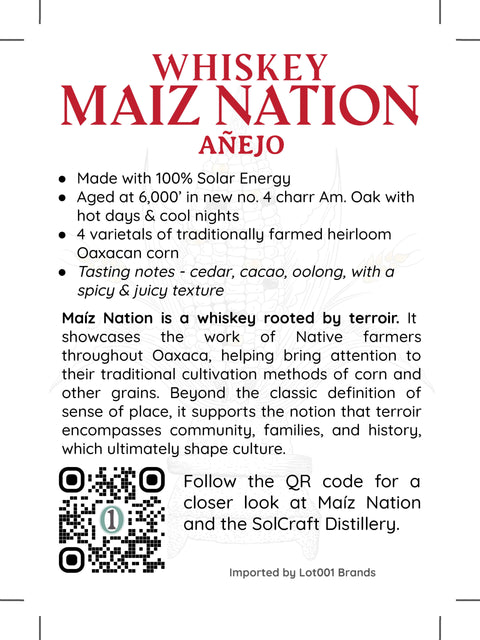 Maiz Nation Añejo Whiskey 96 PF 700mL