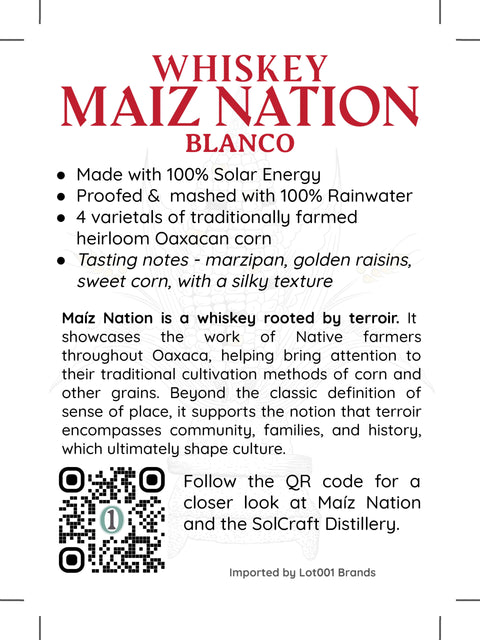 Maiz Nation Blanco Whiskey 96 PF 700mL