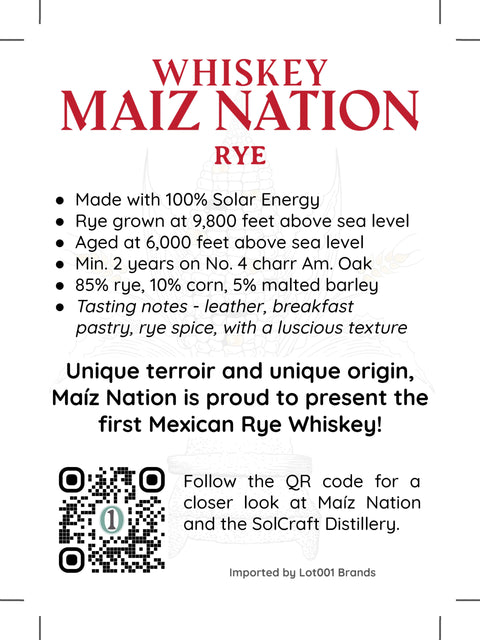 Maiz Nation Rye Whiskey 88 PF 700mL